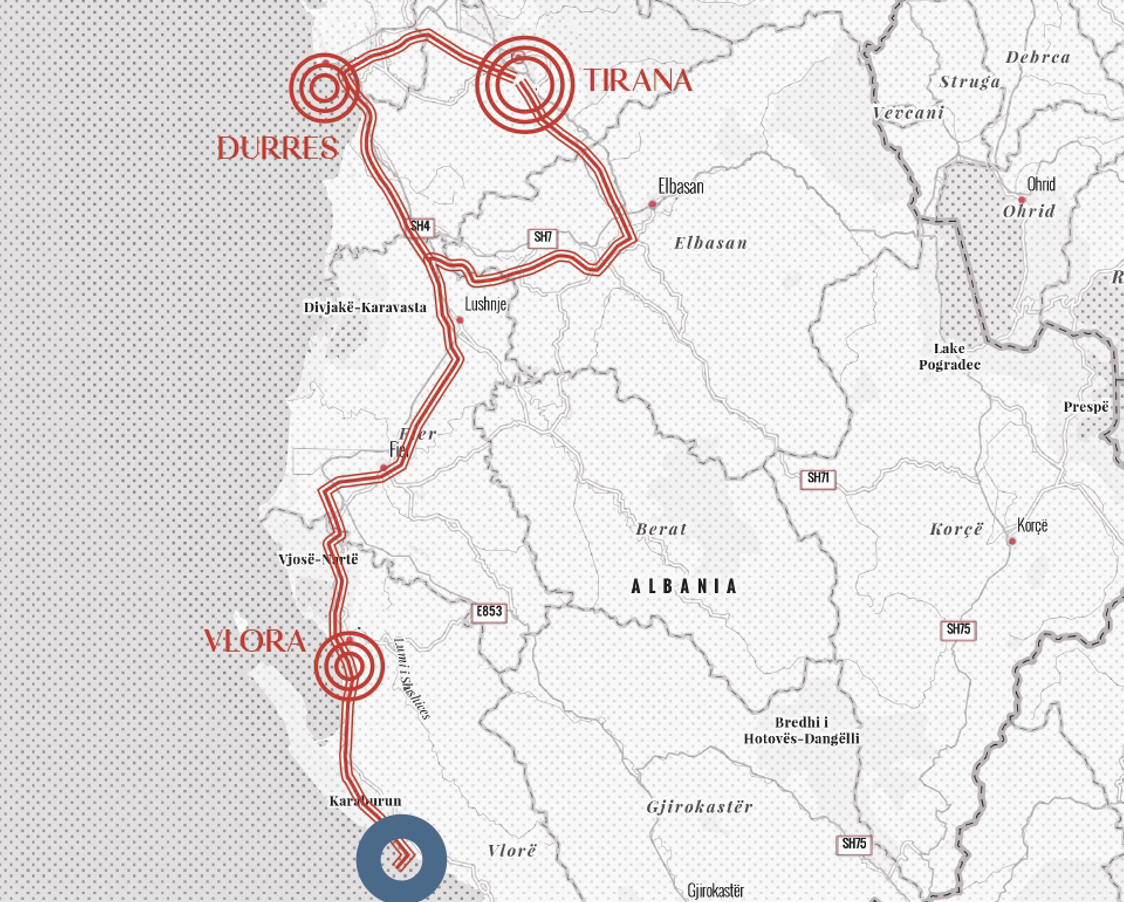 Tabor — Albania location map